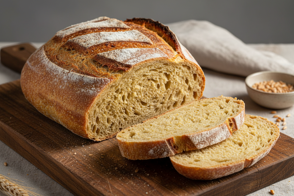 Organic Khorasan Sourdough Loaf
Bold flavor. Ancient strength.
Khorasan (often known as Kamut®) is a powerhouse ancient grain celebrated for its buttery flavor, golden color, and naturally higher protein content. This Organic Khorasan Sourdough is slow‑fermented to unlock maximum nutrition and deliver a rich, aromatic loaf that feels both rustic and elevated.