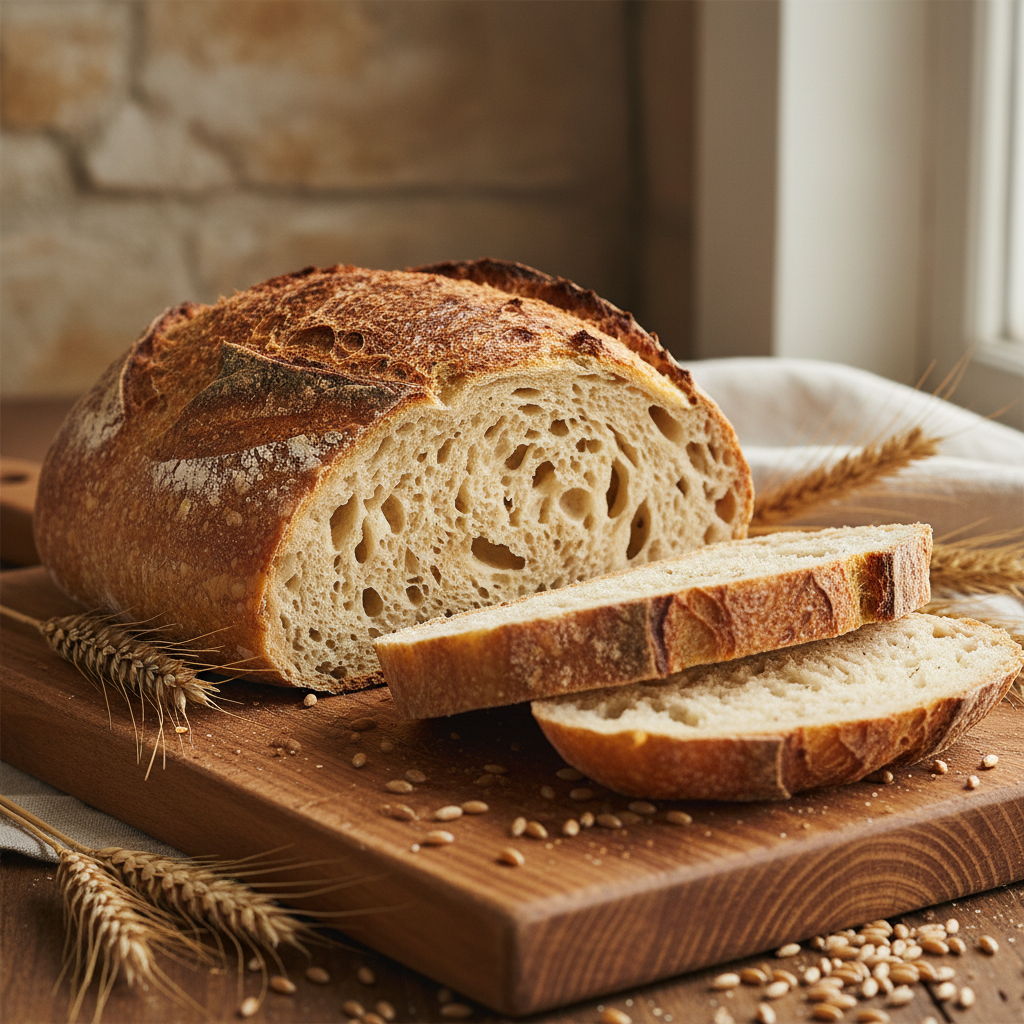 Organic Einkorn Sourdough Loaf
Ancient grain. Modern nourishment.

Our Organic Einkorn Sourdough is crafted from the oldest wheat on earth. Naturally low‑gluten, rich in minerals, and easier to digest than modern grains. Slow‑fermented for deep flavor and optimal nutrient absorption, this loaf delivers a clean, hearty, and satisfying experience with every slice.

Why You’ll Love It

• &nbsp; &nbsp; Made with 100% organic einkorn flour
• &nbsp; &nbsp; Naturally fermented for improved digestion
• &nbsp; &nbsp